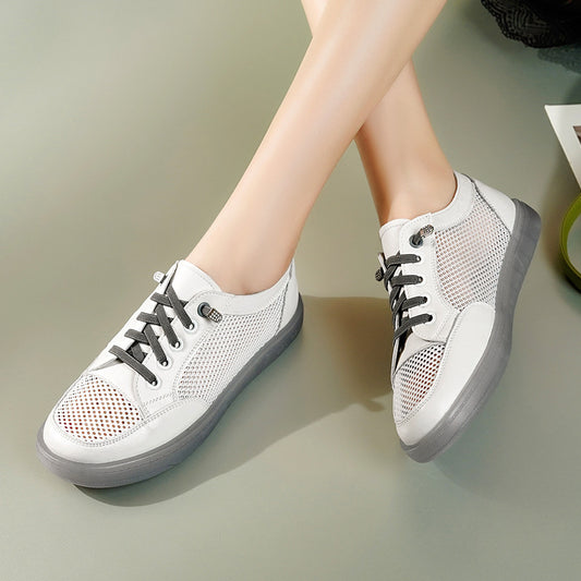 Women's Mesh Surface White Thin Breathable Light Casual Shoes