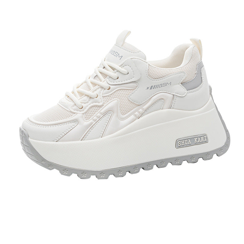 Women's Increasing Insole Genuine Platform Mesh Surface Casual Shoes