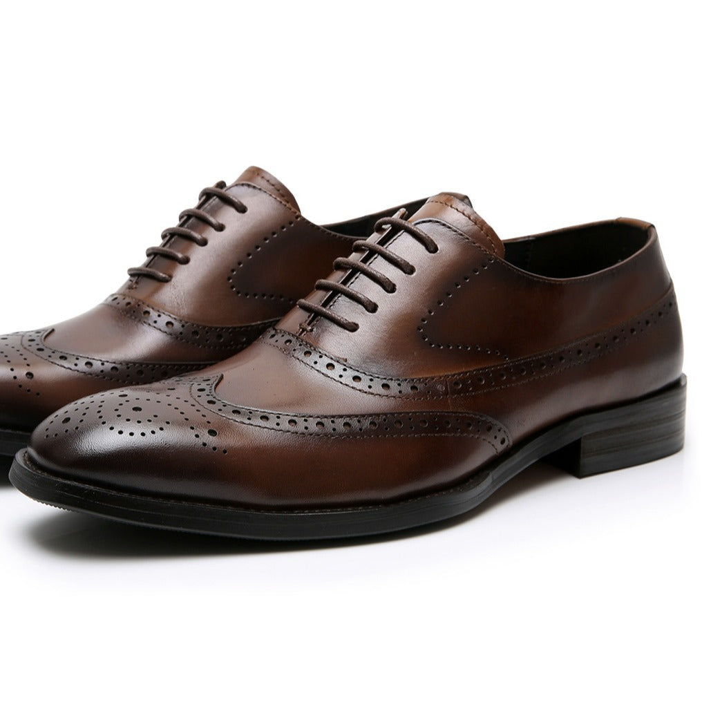Brogue Oxford Top Layer Cowhide Breathable Leather Shoes