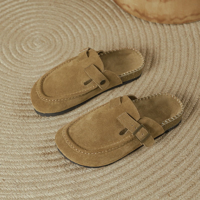 Women's Outer Wear Half Support Genuine Retro Big Head Ugly Cute Thick-soles Slippers
