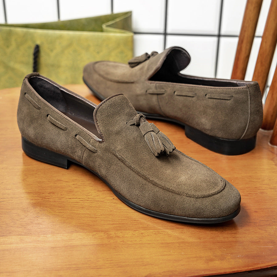 Elegant Men's Business British Suede Cowhide Loafers/doug Shoes