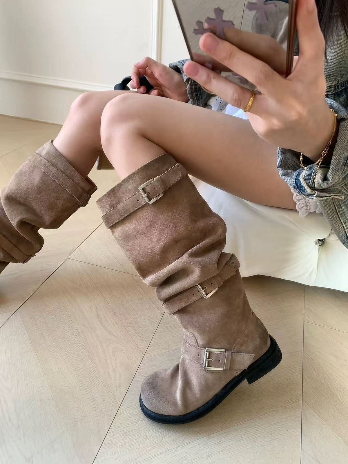 Design Large Tube Circumference Below The Knee Long Female Women's Leather Boots