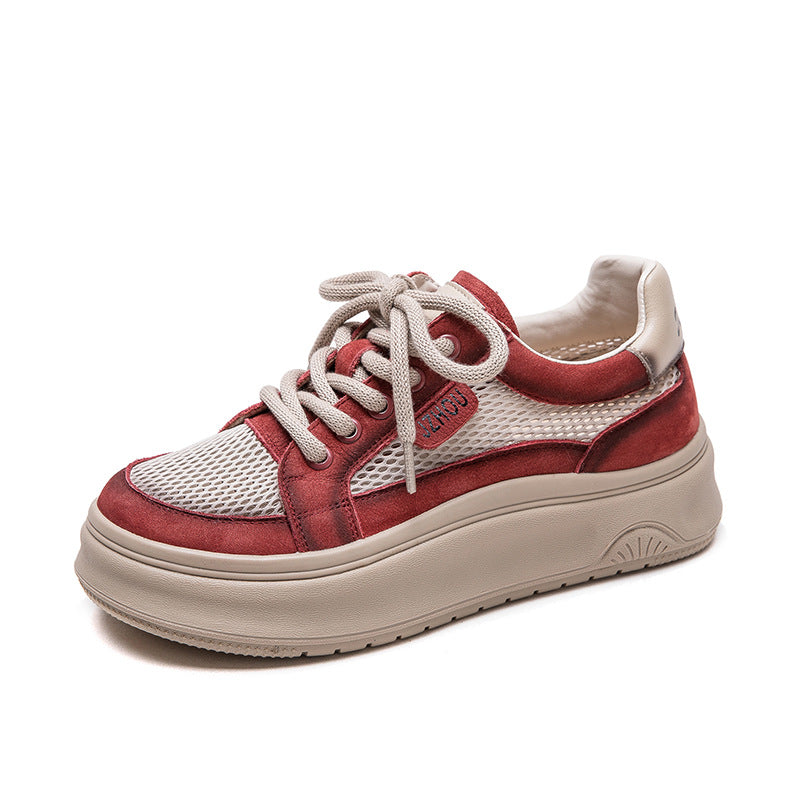 Women's Versatile Breathable Mesh Platform Retro Minority Men's Shoes