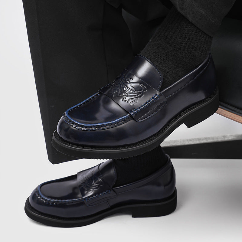 Graceful Summer Couple Slip-on Lovers Blue Men's Business Leather Shoes