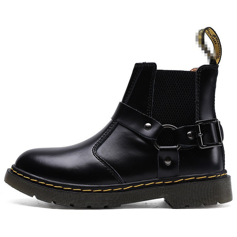 Women's & Men's British Style Martin Flat Couple Chelsea Ring Women's Leather Boots