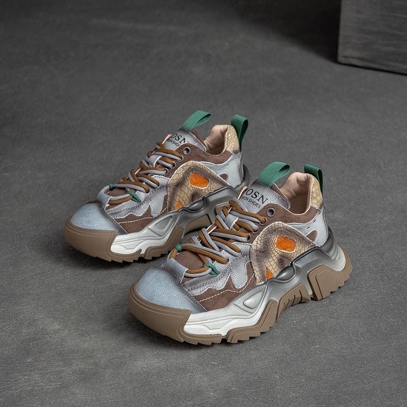 Women's & Men's Shu First Layer Cowhide Retro Style Sneakers