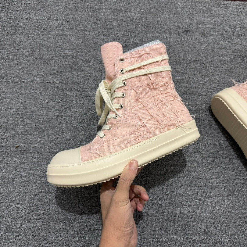 Women's & Men's Goods Pink Tassel Thick Sole Increased Damage Wind Stylish Couple Men's Canvas Shoes