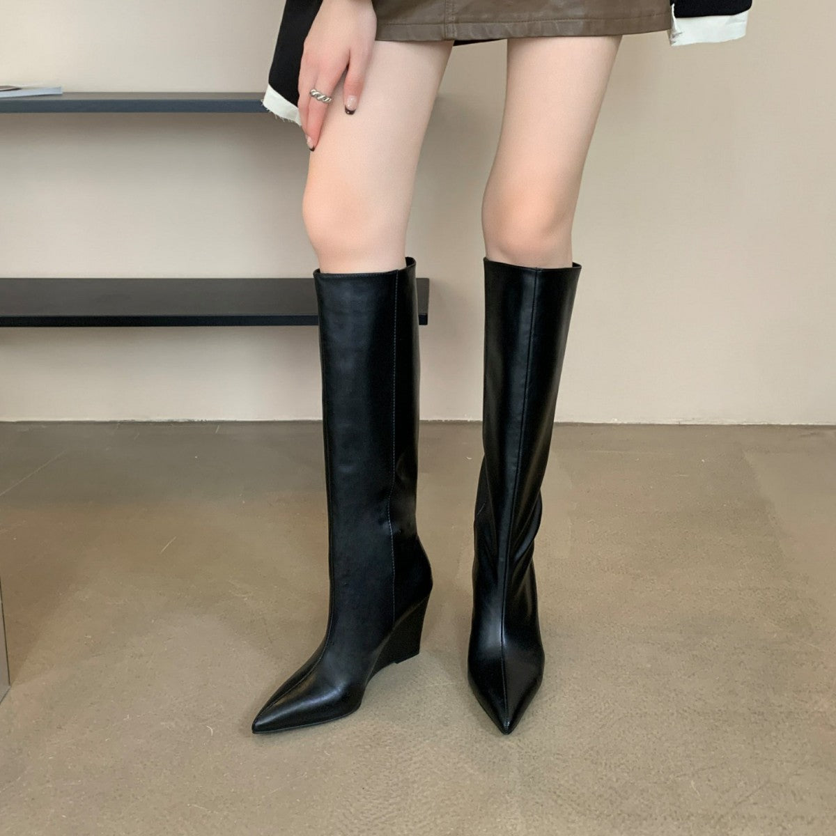 Toe Long Female Autumn Big Tube Women's Leather Boots