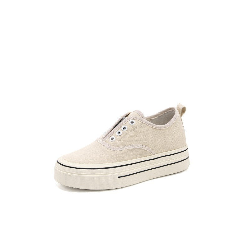Women's Spring Breathable Thick Bottom Soft Without Shoelaces Women's Canvas Shoes