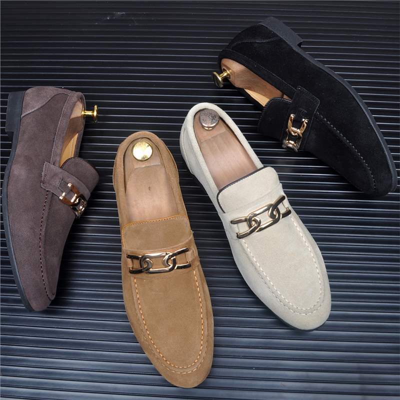 Men's Matte Slip-on Fashionable Lazy Breathable Cowhide Leather Shoes