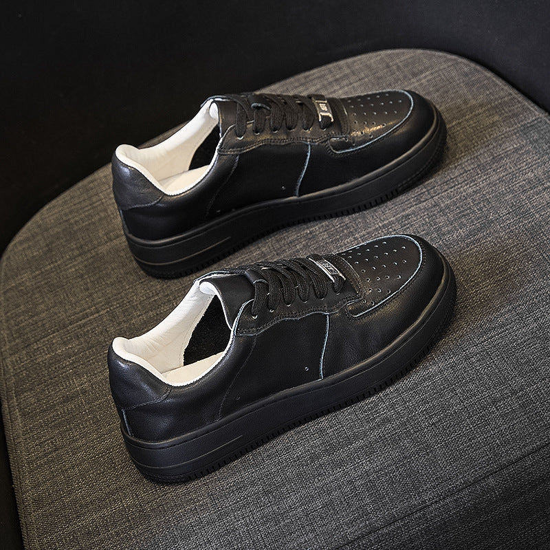 Women's Cowhide Easy Wear Air Force Thick Sole Pure Genuine Board Women's Casual Shoes