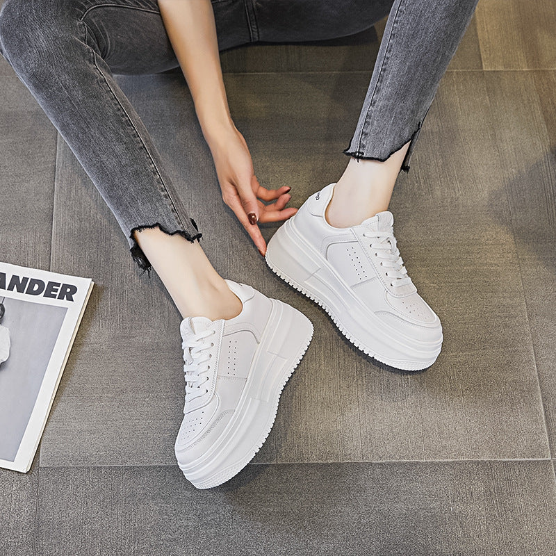 Women's White Genuine Autumn Versatile Single-layer Leisure Casual Shoes