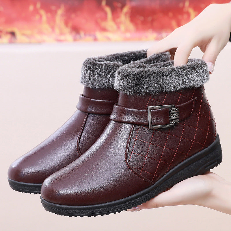 Women's Cotton Winter Fleece-lined Thick Platform Ankle Women's Shoes