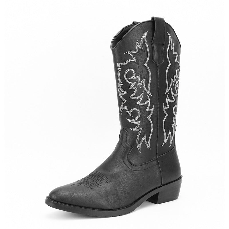 Men's Embroidery Retro High Pointed Western Cowboy Boots