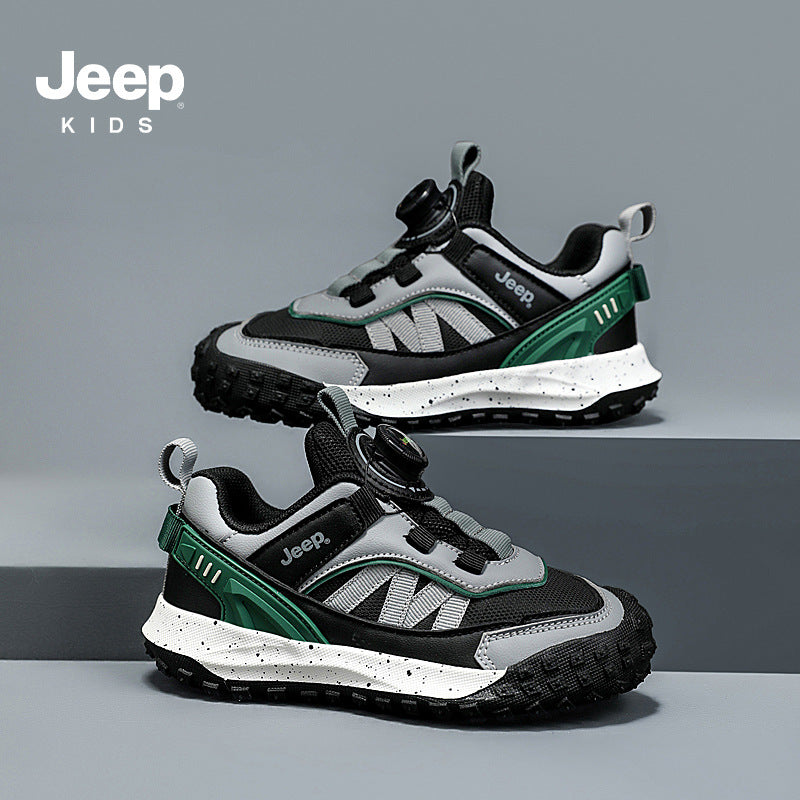 Charming Children's Jeep Button Hiking Running Sneakers