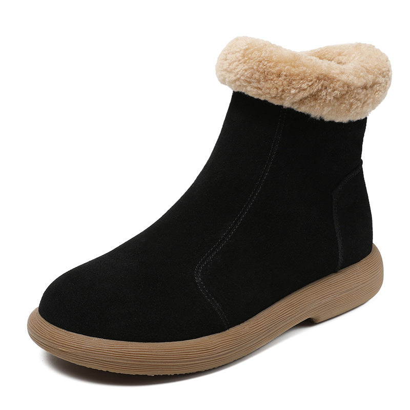 Women's Winter Genuine Warm Fur Thick Lambskin Women's Shoes