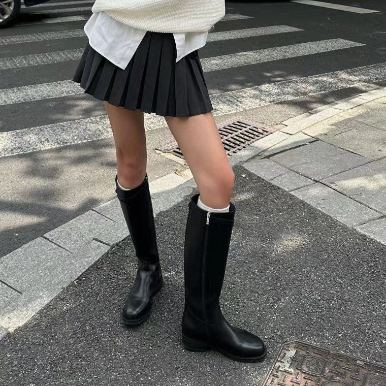 Version Knight British Style Female Platform Women's Leather Boots
