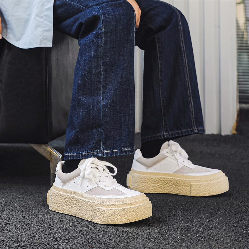 Men's Easy Wear Height Increasing Muffin Retro Leather Shoes