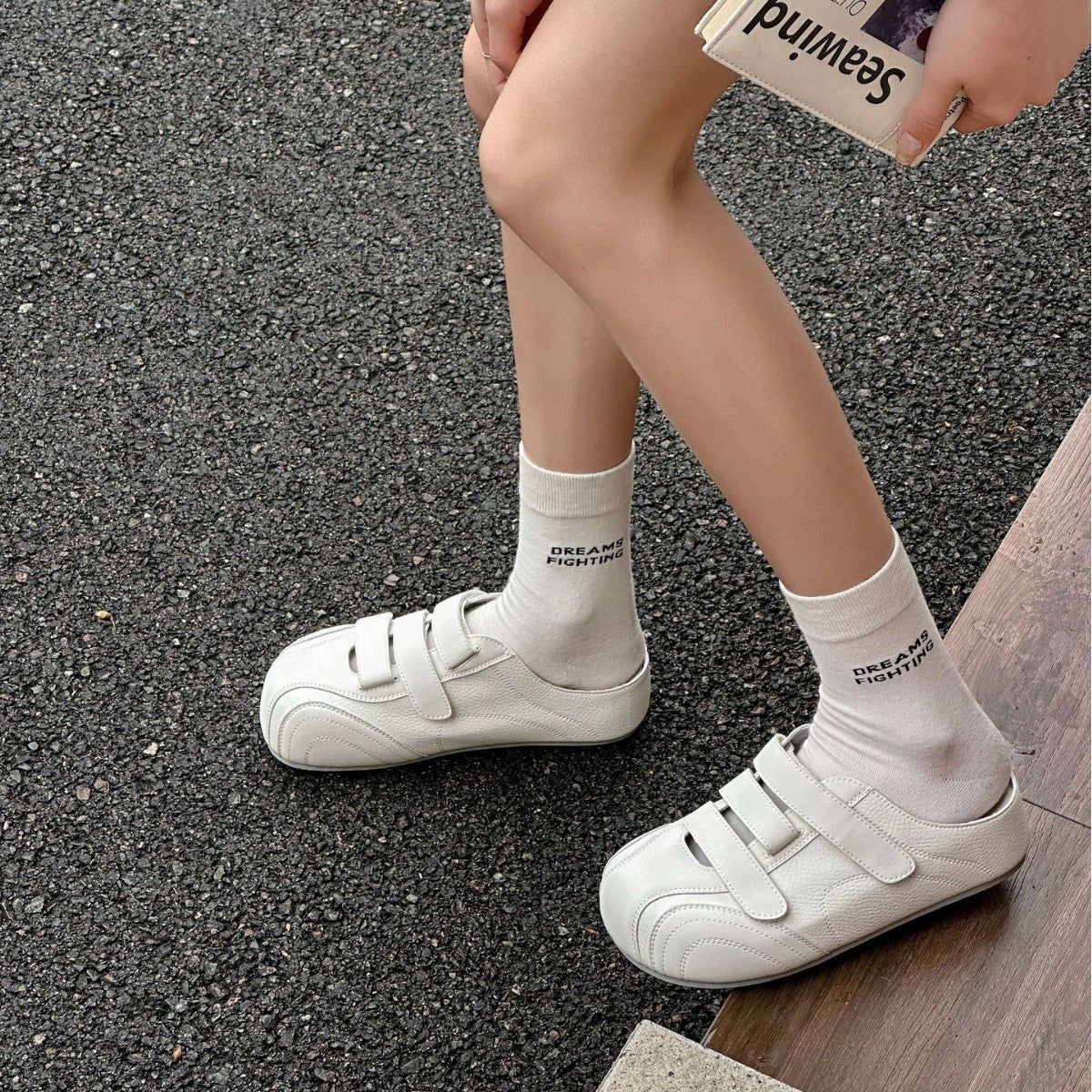 Women's Versatile Velcro Board Toe Cap Semi Thick-soles Slippers