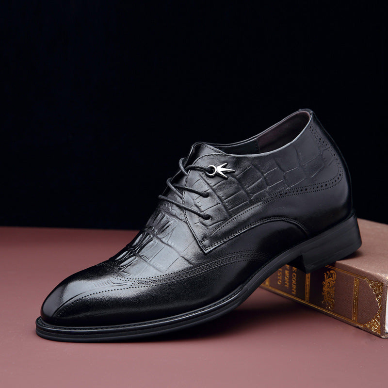 Men's Height Increasing Insole Genuine Breathable British Leather Shoes