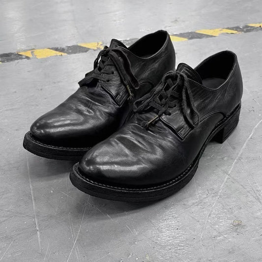 Women's & Men's Pointed Warped Head Derby Comfortable Commuter Men's Casual Leather Shoes