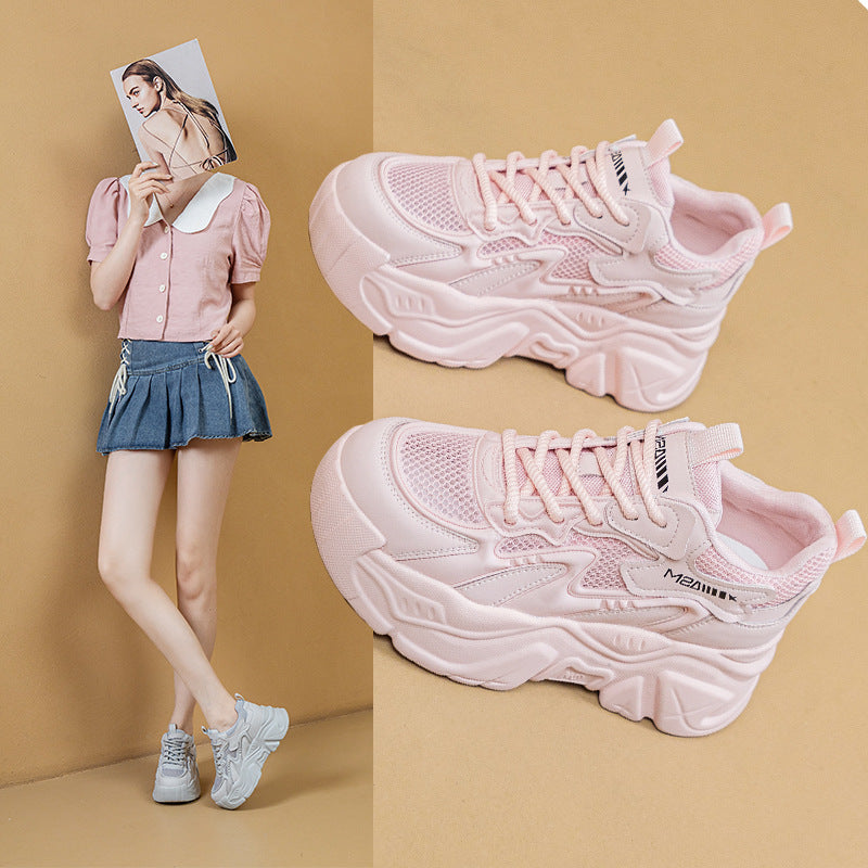 Women's Summer Genuine Transparent Net Mesh Surface Platform Casual Shoes