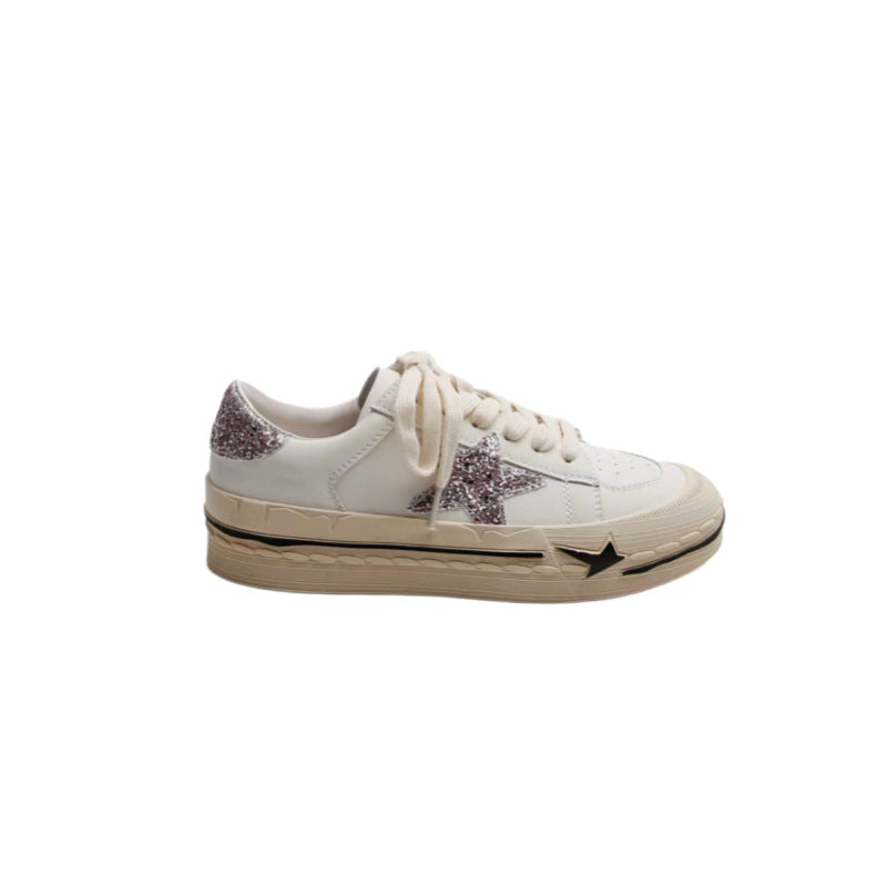 Women's Retro Sier White Thick Sole Height Women's Sports Shoes