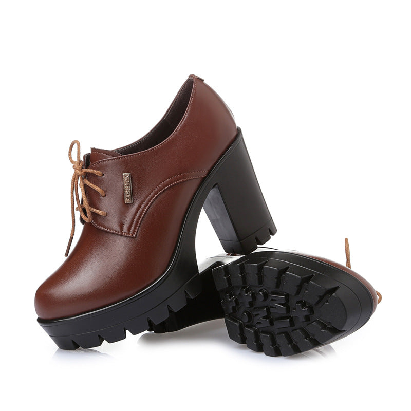 Women's Genuine High Comfortable Thick Round Head Women's Shoes