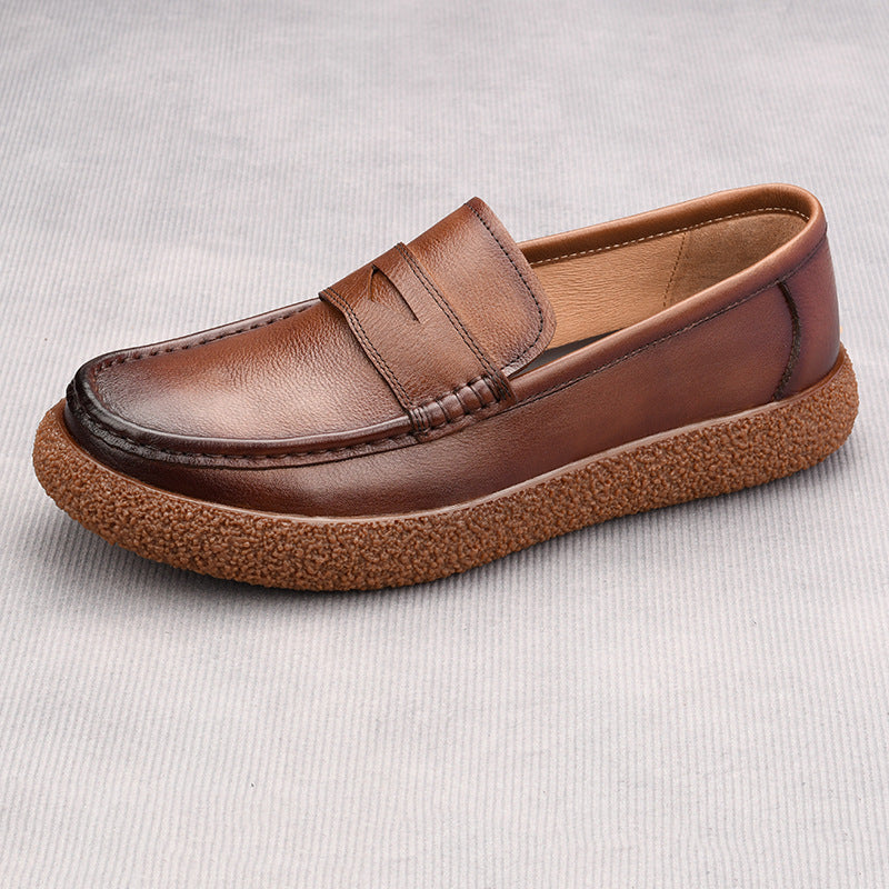 Men's One Pedal Top Layer Cowhide Lightweight Breathable Fashion Loafers