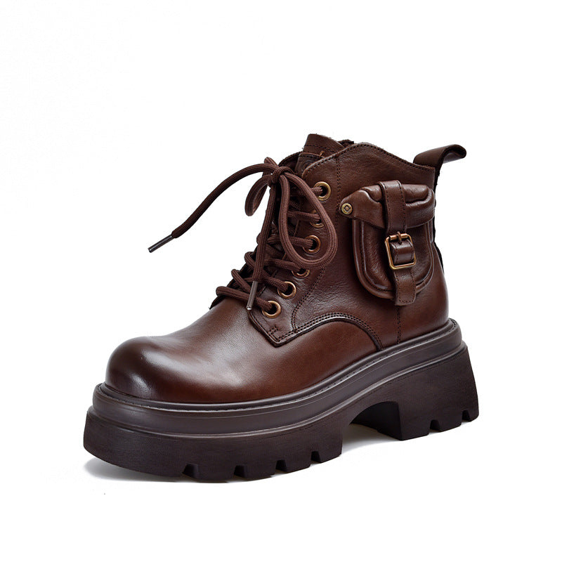 Women's Design Sense Small Pocket Thick-soled Short Boots