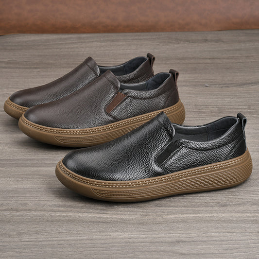 Men's Breathable Soft Bottom Slip-on First Layer Cowhide Men's Casual Leather Shoes