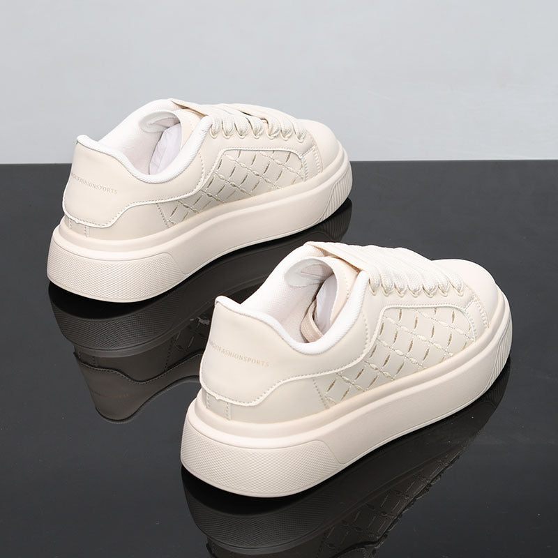 Men's Spring Platform White Breathable Board Fashionable Height Increasing Men's Casual Shoes
