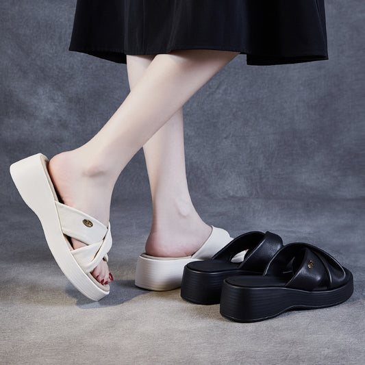 Women's Outer Wear Summer Genuine Flat Comfortable Slippers