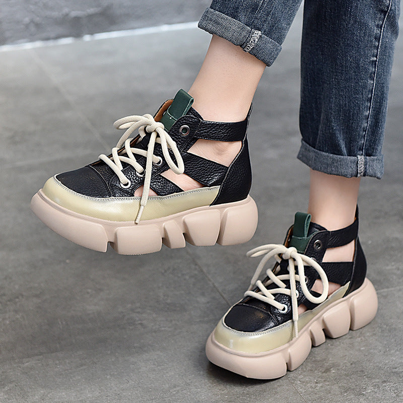 Closed Toe Roman Top Layer Cowhide Boots