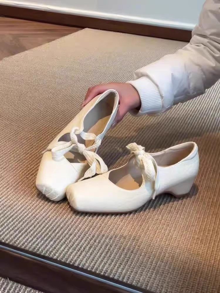 Women's Version French Style Bow Flat Ballet Pumps Dress Women's Fashion Shoes