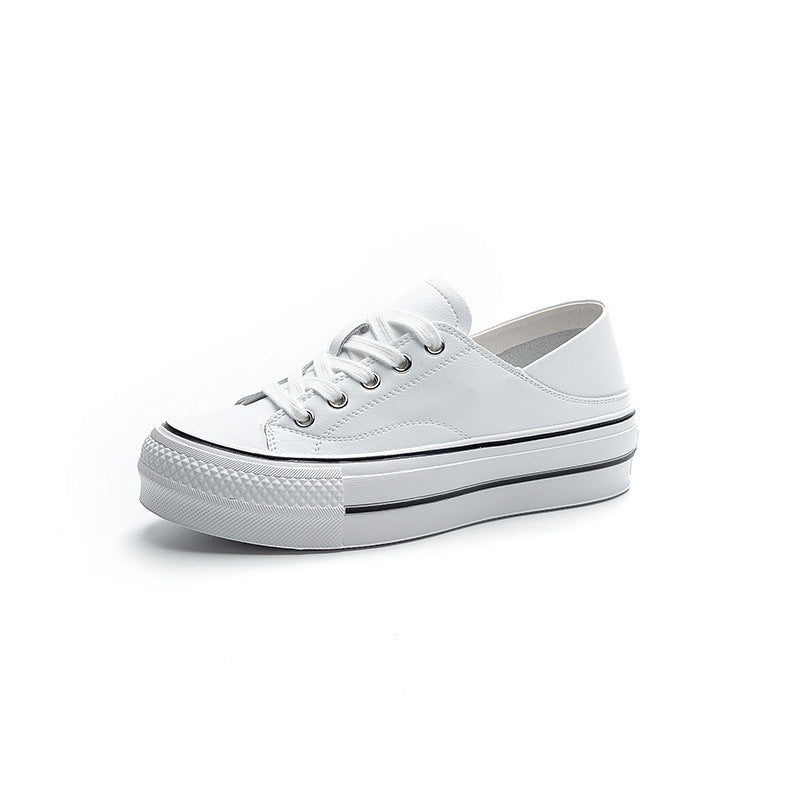 Women's Two-way White Genuine Thick Sole Increased Women's Casual Shoes
