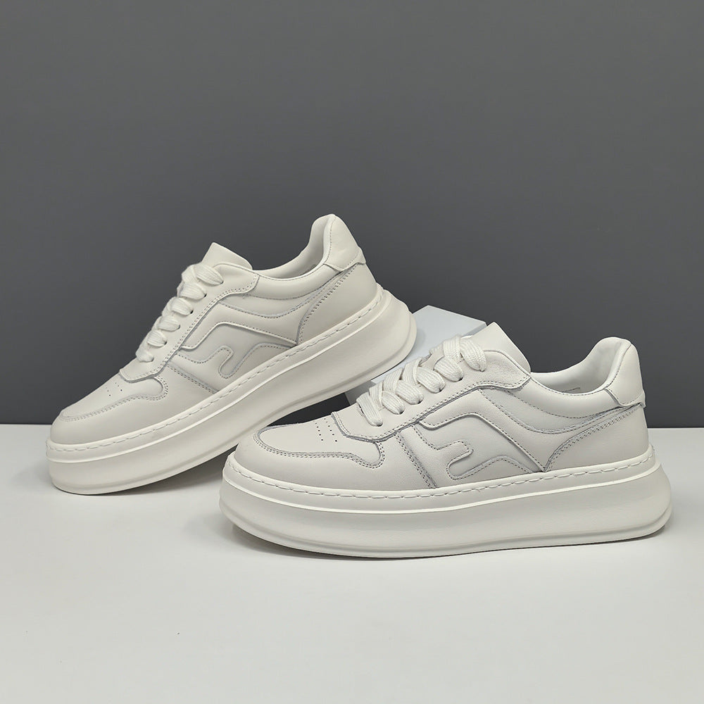 Men's Boys Fashion Top Layer Cowhide Platform Sneakers