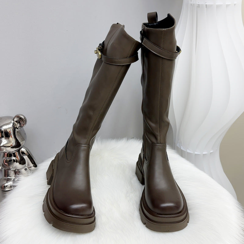 Long Thick Bottom Waterproof Platform Fleece-lined Warm Tall Knight Small Boots
