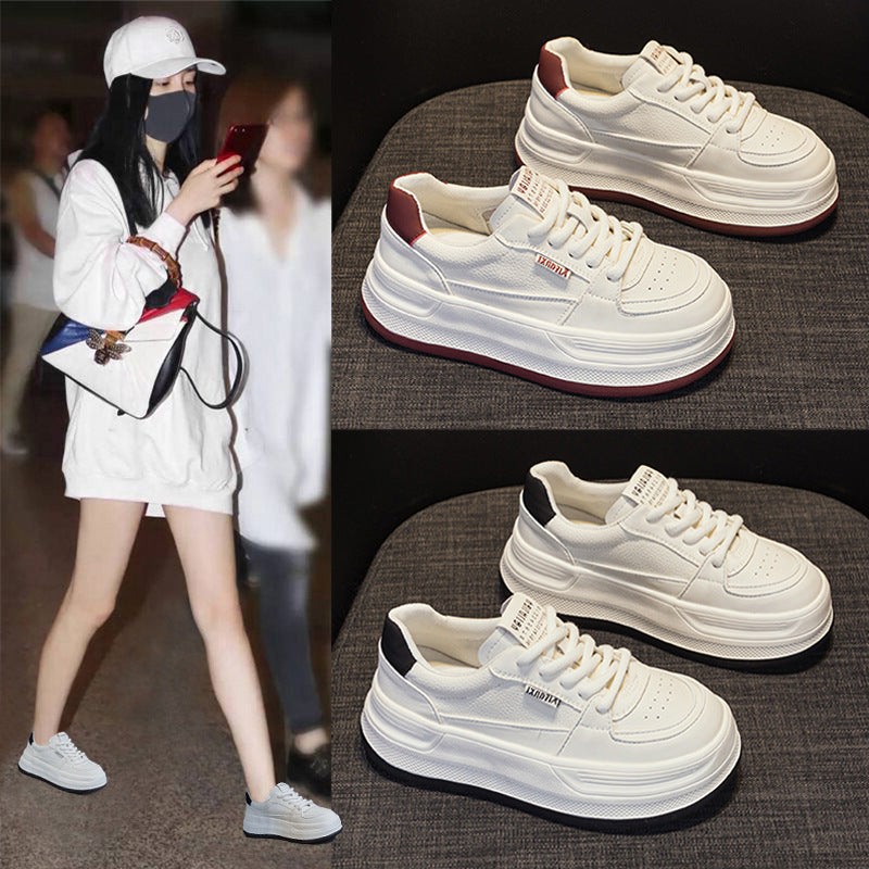 Women's Spring Genuine Platform White Female Korean Style Live Broadcast Muffin Women's Casual Shoes