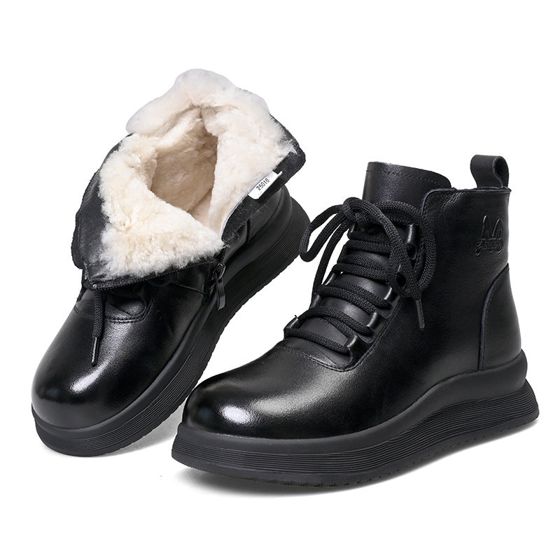 Fur Integrated Short Thick Bottom Fleece-lined Warm Women's Snow Boots