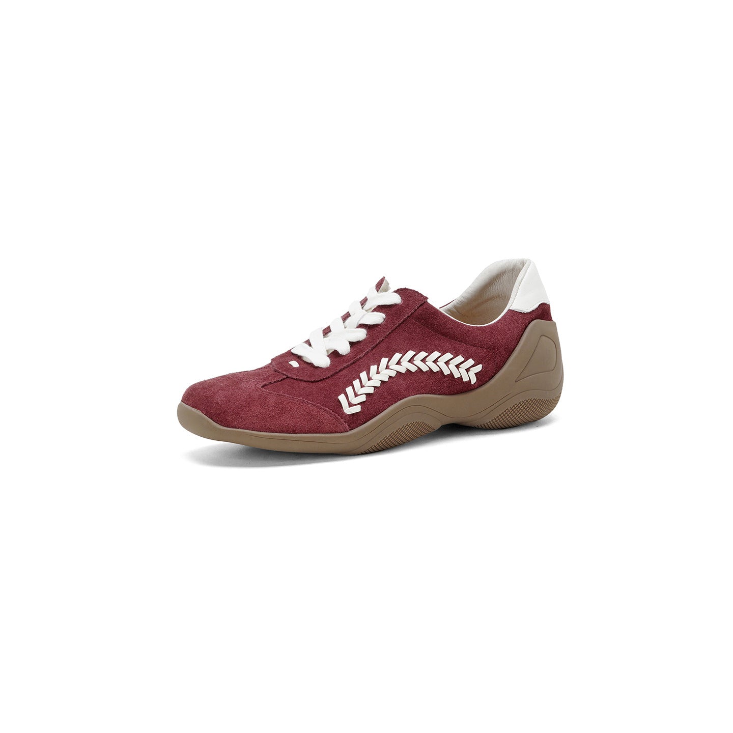 Women's Angora Red Flat Deep Mouth Pumps Genuine Platform German Women's Fashion Shoes