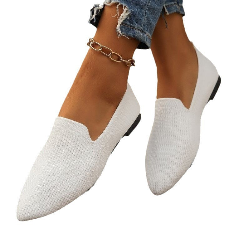 Women's Plus Size Pointed Toe Flat Pumps Slip-on Casual Shoes