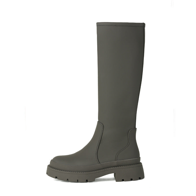 World Cowhide Version Below Knee Platform Thin High Tube Long Women's Leather Boots