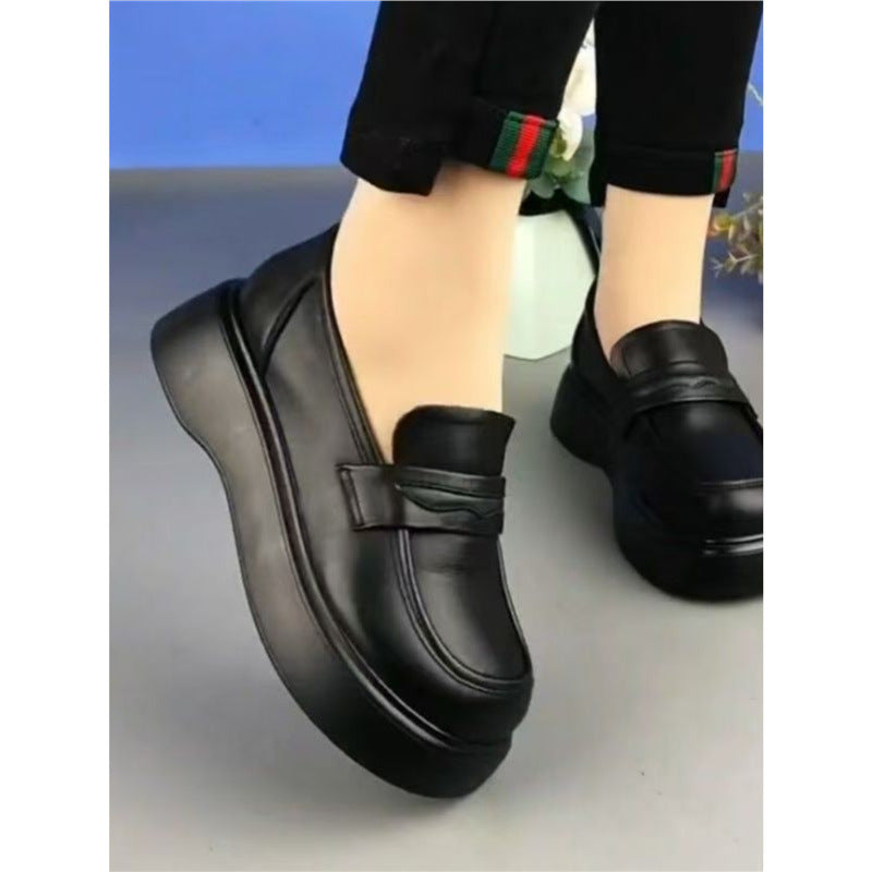Women's Thick-soled British Style Platform Slip-on Loafers