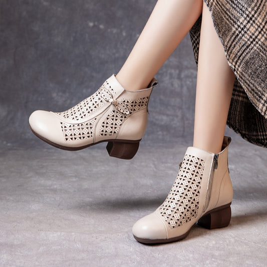 Women's Artistic Chunky Round Toe Head Ankle Women's Shoes
