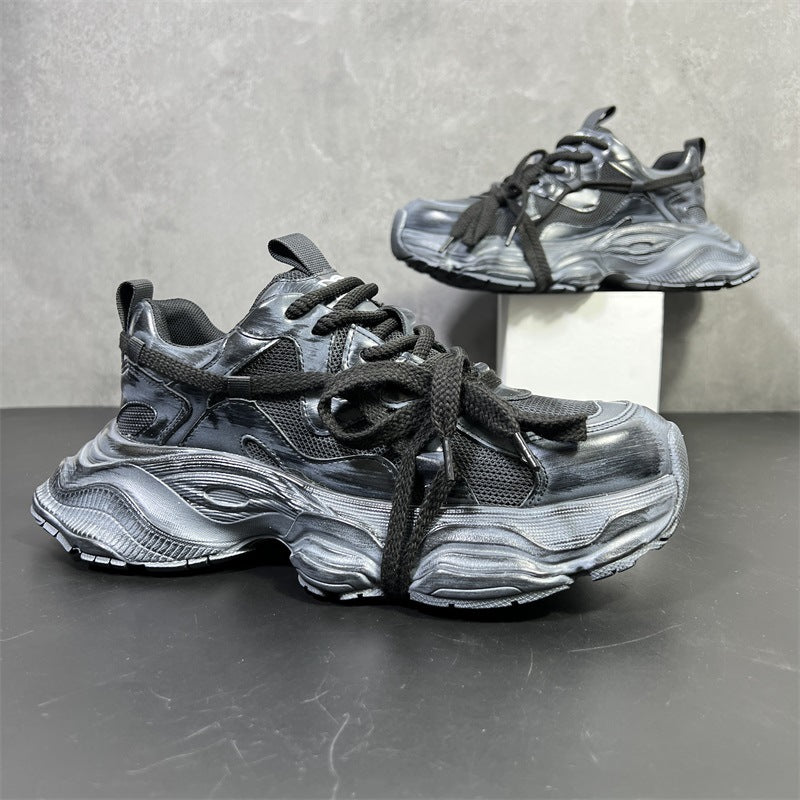Men's Thick-soled Dad Mesh Heighten Breathable White Casual Shoes