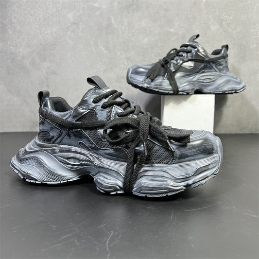 Men's Thick-soled Dad Mesh Heighten Breathable White Casual Shoes