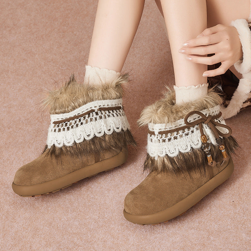 Women's Platinum Big Head Thick Warm Cotton Boots