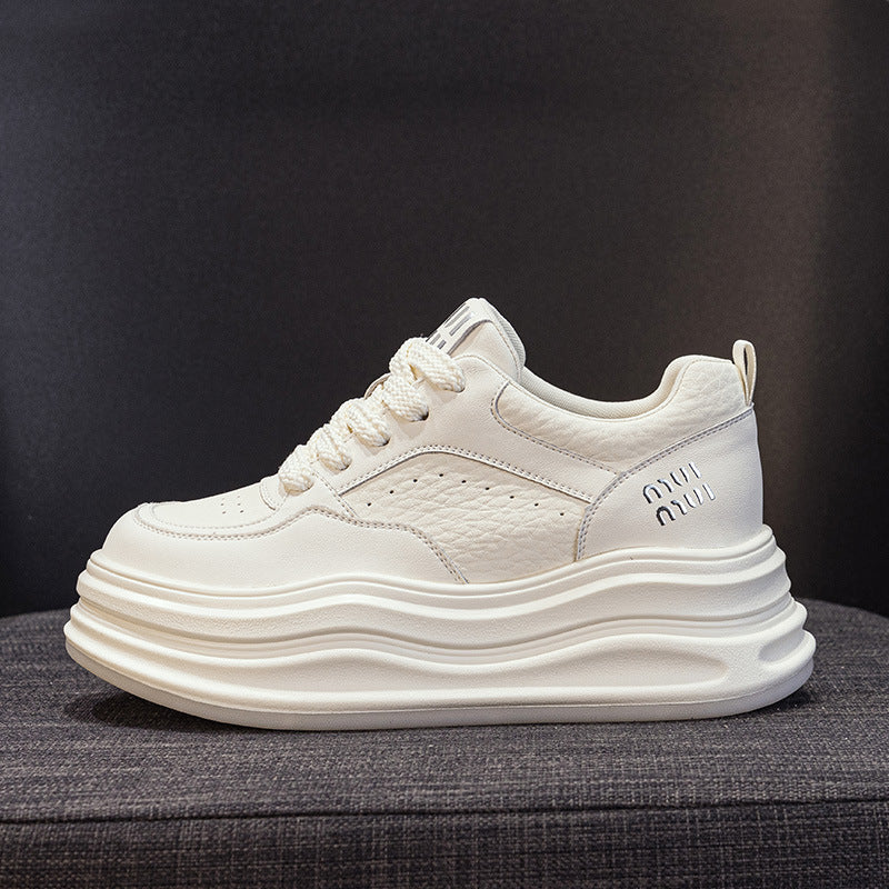 Women's White Spring Versatile Platform With Hidden Women's Casual Shoes