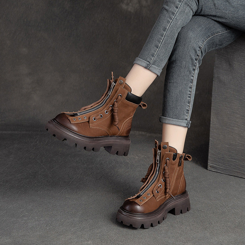 Women's Retro Two Wear Handsome Design Feel Wipe Color Tooling Boots